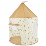 Self-assembling play tent for children with polka dots
