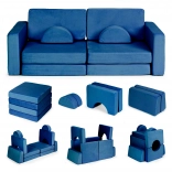 Folding modular kids’ sofa for 2 children, 10 cushions – blue ECOTOYS