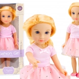 Doll in Pink Dress with Tulle Skirt and Blonde Hair