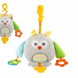 Pluchen uil voor kinderwagen en ledikant 18 × 18 cm, met bijtringen en clip