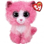 TY mascotte chat rose à fourrure bouclée Reagan 24 cm