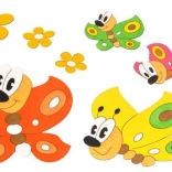 Houten decoratie Vlinders en Bloemetjes