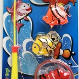 Fishing for kids with landing net and 5 fish