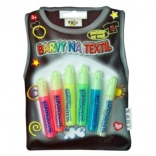 Glow-in-the-dark fabric paints – set of 6 neon shades in 7 ml applicators