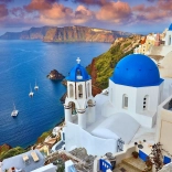 Puzzle Santorini – view of boats, Greece 1000 pieces
