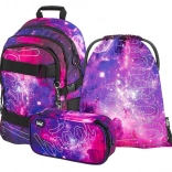 BAAGL 3-delige set Skate Galaxy – schoolrugzak, etui en gymsack
