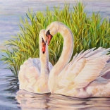 Gyémántfestés – hattyúk a nádasban 30 × 40 cm