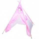 Pink kids teepee tent with unicorn
