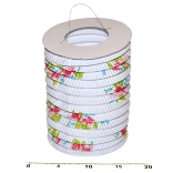 Papieren lantaarn cilinder Wit met bloemen 15 cm