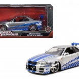 Die-cast car model 2002 Nissan Skyline GT‑R R34 1:24 Fast & Furious