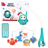 Crib mobile with remote control, lullabies and sounds – blue