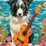 500-piece Puzzle Collie Dog with Guitar