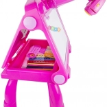 Pink board with projector for drawing and painting