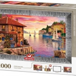 Puzzle with Frame and Glue Mediterranean Harbor 1000 Pieces