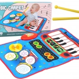 Tapis musical interactif 2 en 1 tambours et piano avec baguettes