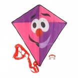 Lietajúci drak klaun z nylonu 78 × 86 cm ružovo‑fialový