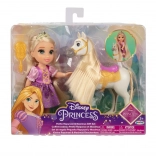 Princess RAPUNZEL or BELLE with horse and brush, 15 cm doll