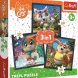 Puzzle 3-in-1 Meet the Cute Kittens 44 CATS