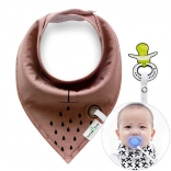 Brown baby scarf/bib with pacifier holder