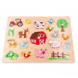 Stor træpuslespil med gårdmotiv