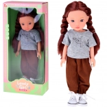 Lovely Girl pop met satijnen vlechten in sportkledij 33 cm