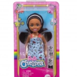 BARBIE Chelsea Doll – blue dress with colorful print
