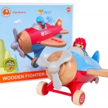 Wooden blue airplane with lights and sounds