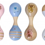Maracas doppi in legno con animaletti – tema Arca di Noè