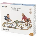 POLARB Wooden Train Set, 90 Pieces