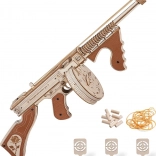 RoboTime 3D drevená mechanická stavebnica samopal THOMPSON