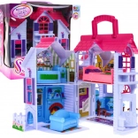 Maison de poupée pliable pour enfants avec figurines et meubles