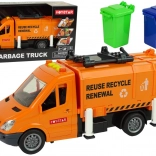 Camion-benne orange avec entraînement à friction et effets sonores