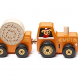 Cubika Tractor with Trailer – Wooden Magnetic Puzzle, 3 Pieces