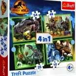 Puzzel 4-in-1 gevaarlijke dinosaurussen Jurassic World