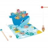 Tooky Toy Wooden Game Whale and Fish Multifunctional 4 in 1