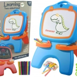 Tableau double face magnétique et à craie bleu-rouge avec pochoirs