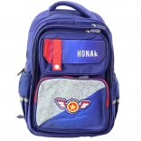 School Backpack with Patch and Chest Strap Blue 20L