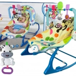 2-in-1 cradle and rocker blue zebra with sounds and vibrations