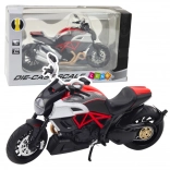 metal sports motorcycle 1:12 with lights and sounds – black with gold and red accents