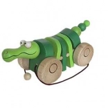 Wooden Pull-Along Crocodile Clatter Toy for Children