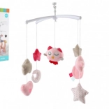 Crib mobile with little owl – wind-up musical mobile, pink