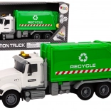 Camion poubelle jouet blanc-vert avec effets de lumière et de son