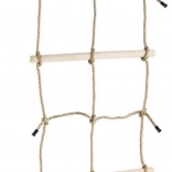 Climbing net with wooden rungs for children