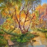 Diamantmozaïek - Berken bij de beek