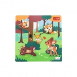 Houten puzzel Bosdieren, 5 stukjes