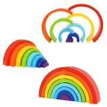TOOKY TOY Wooden Rainbow – creative Montessori stacking set of 8 arches