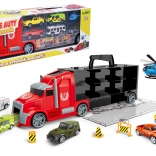 Lastbil med små biler og helikopter 42 cm