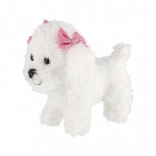 Pluchen hondje met strikjes 21 cm wit