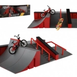 Finger Skatepark Set with Ramps, BMX Bike and Skateboard
