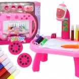 children’s drawing projector with table – pink
